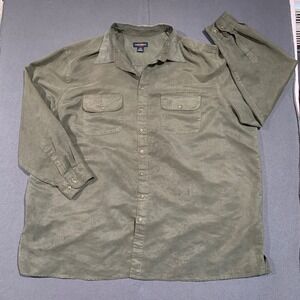 Canyon Ridge Mens 4XLT Suede Long Sleeve‎ Button Up Shirt Olive Green Casual